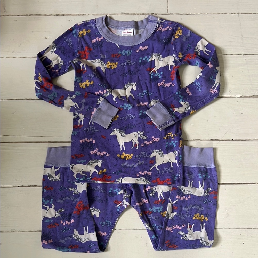 Hanna Andersson Pajama Set 5T Whimsical Unicorn Winter Pattern